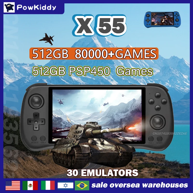 80000Games 512G POWKIDDY X55 5 - Retro Gaming Mobile 评论和价格