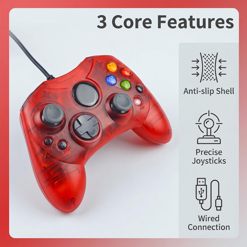 Wired Game Controller - Retro  - Retro Gaming Xbox Controller 评论和价格