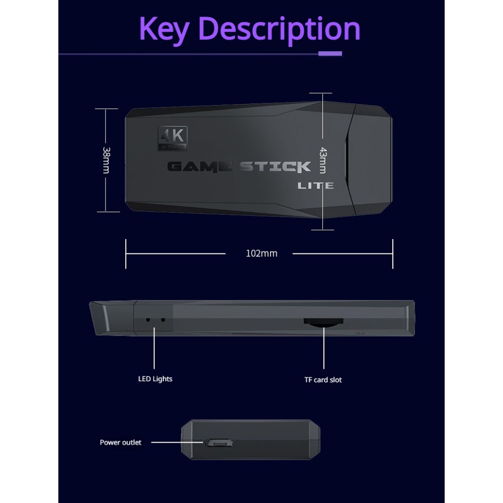 Portable 4K Retro Game Stick C - Retro Gaming Mobile 评论和价格