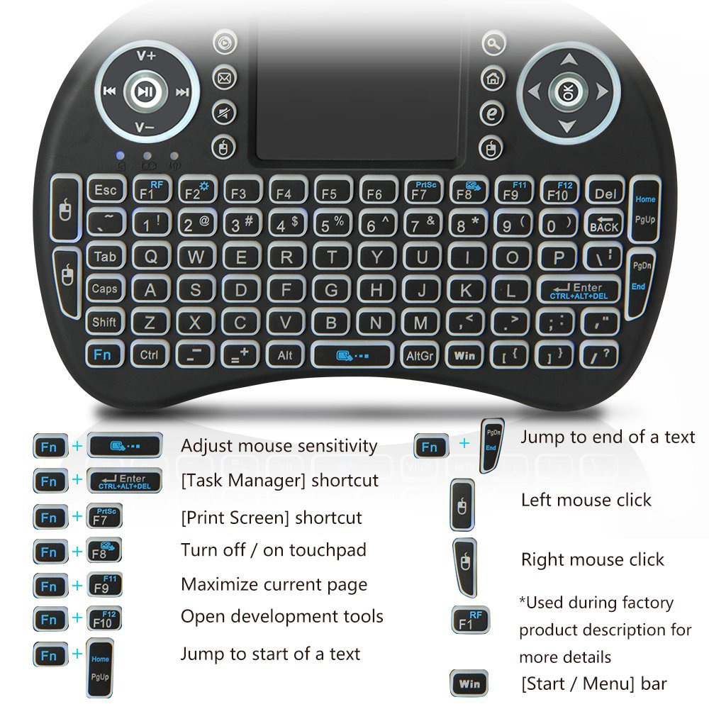 Backlit Mini Wireless Keyboard - Retro Gaming Tv Box 评论和价格